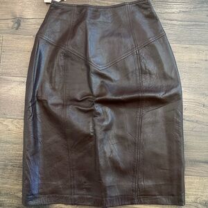 Brown Authentic Leather Skirt